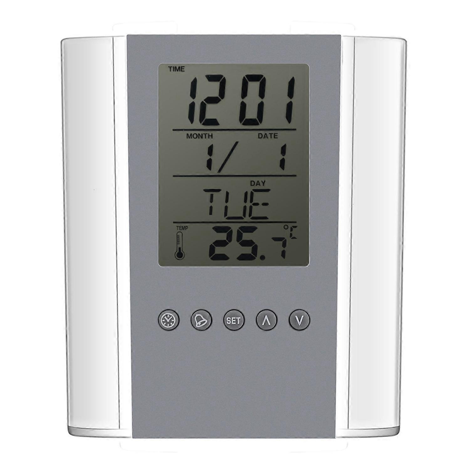 Digital Alarm Clock Temperature Display Table Pencil Holder Case Organizer