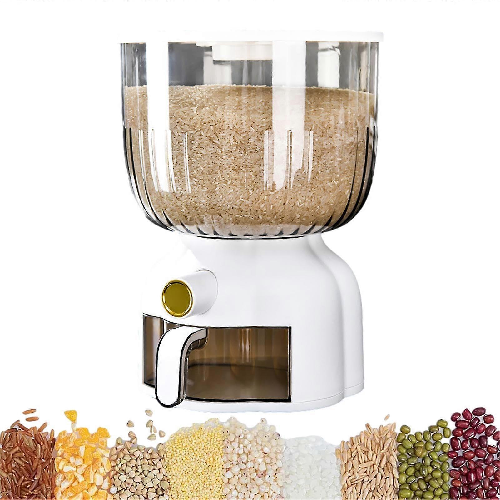 Cereal Storage Dispenser for Rice, 13-Pound Large Dry Food Container, Multifunctional Bin for Nuts and Grains