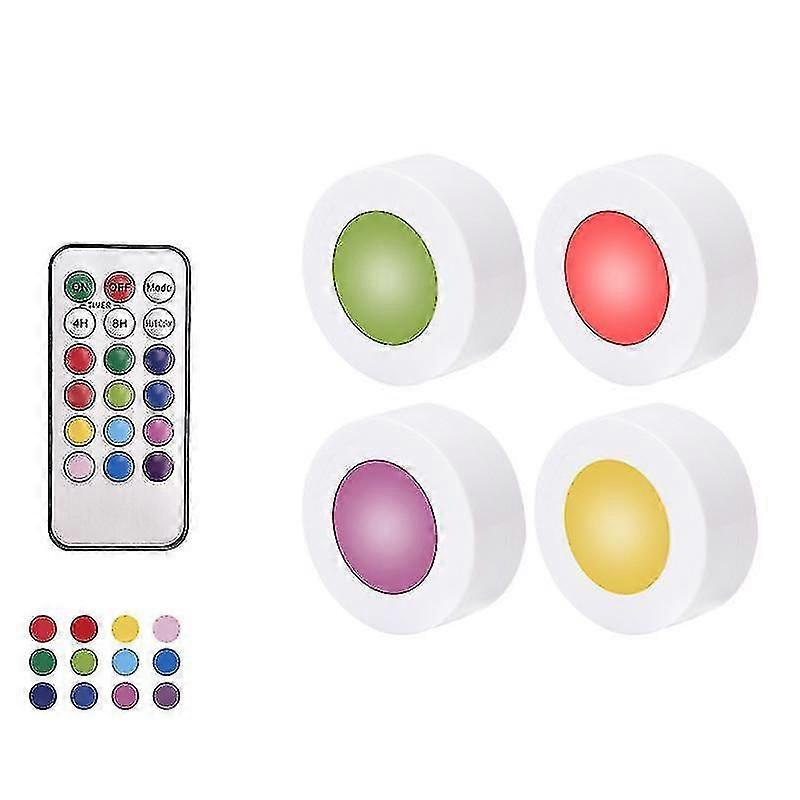 4pcs Wireless Touch Sensor Multicolor Rgb Led Light With Remote Under For Counter Lights