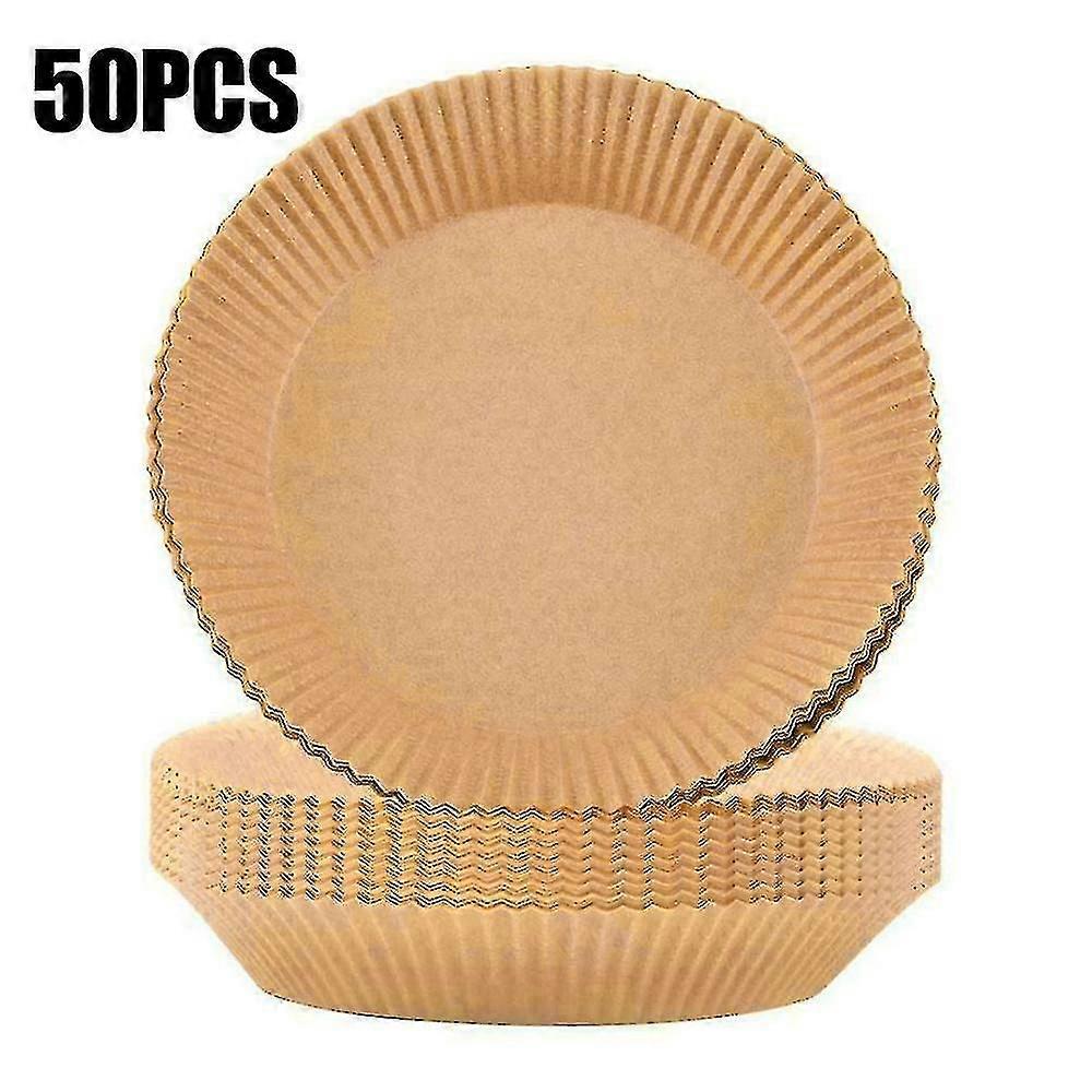 Hmwy-50pcs φριτέζα αέρα μίας χρήσης στρογγυλά χαρτονομίσματα που ψήνουν την παροχή κουζινών χαλιών