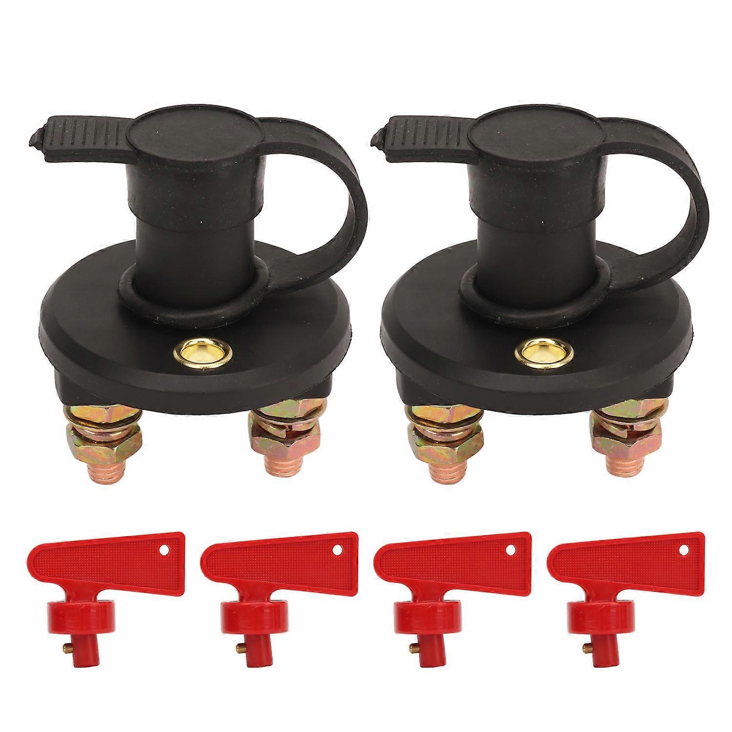 2PCS Battery Disconnect Switch with 4 Keys DC12 to 24V Safe Disconnection Excellent Conductivity for
