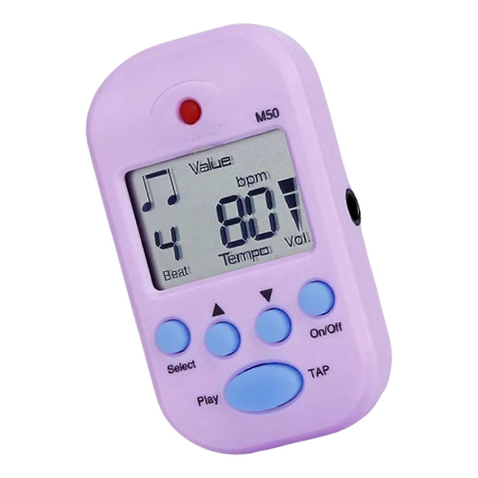 透明な小さなメトロノームトーンジェネレーターチューナーユニバーサルギター音楽教師と生徒のためのリズムデバイスパープル