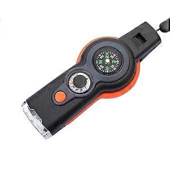 7in1 Outdoor Survival Whistle with Camping Compass, Durable Copper Shell, Luminous Night Visibility