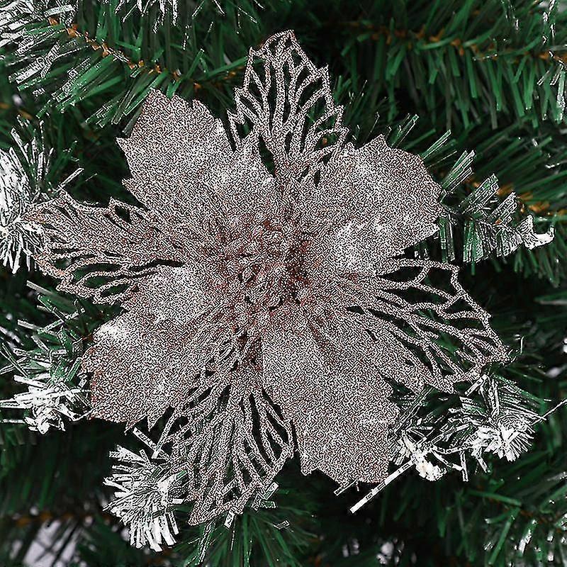 12 db Csillám mesterséges mikulásvirág virágok karácsonyi koszorú karácsonyfa virágok Díszek