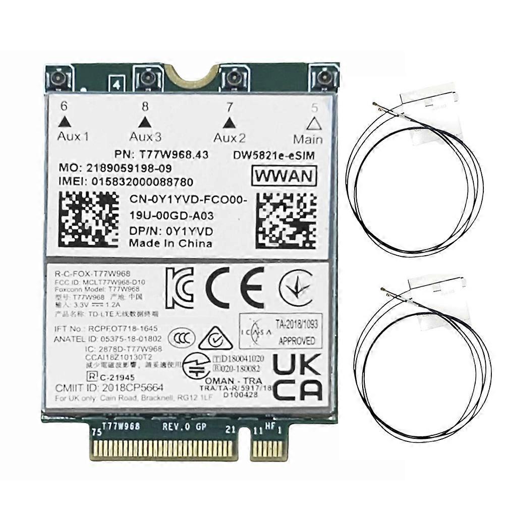 T77W968 DW5821e E-SIM 4G LTE Module CAT16 1Gbps FDD-LTE TDD-LTE 4G Card Module+4X Antenna for Dell 5420 5424 7424 7400