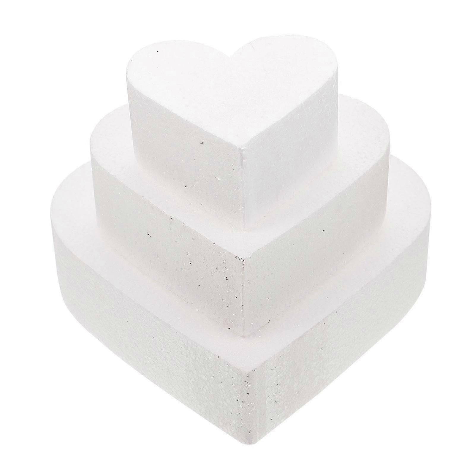 3 Piece Wedding Cake Stand Set with Styrofoam Dummy Heart Shape for Cake Decorating Practice