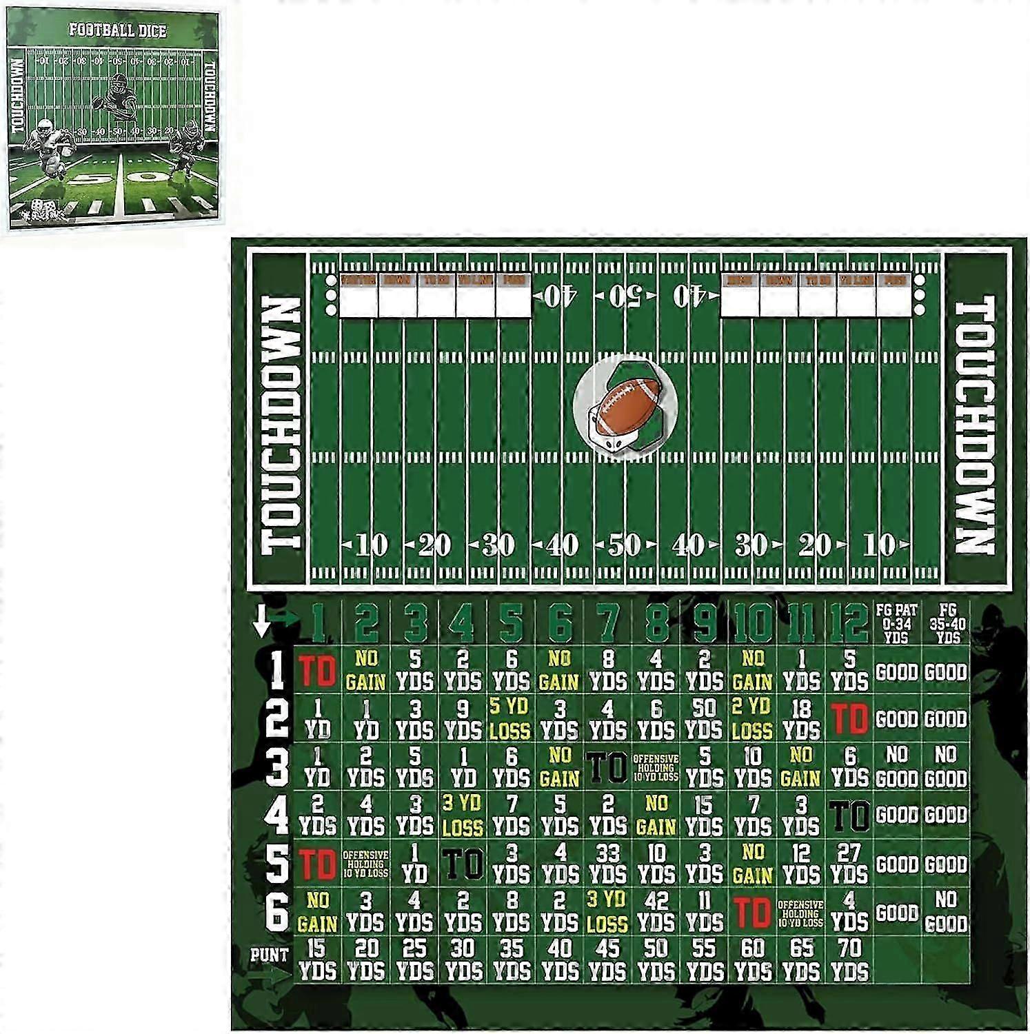 Football Dice Game,Fun Wooden Tabletop Board Game for Family Game Night, Icebreaker, and Parties,Travel Knuckle Touchdown Toy with 3 Dice