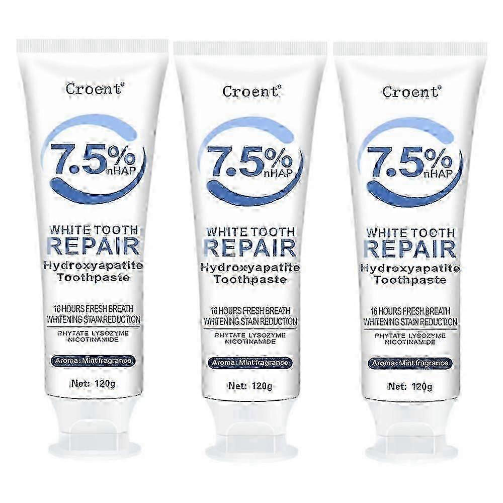 3PCS Hydroxyapatite Toothpaste for Advanced Enamel Protection, Refreshes Breath, Fluoride-Free Toothpaste for Sensitive Teeth