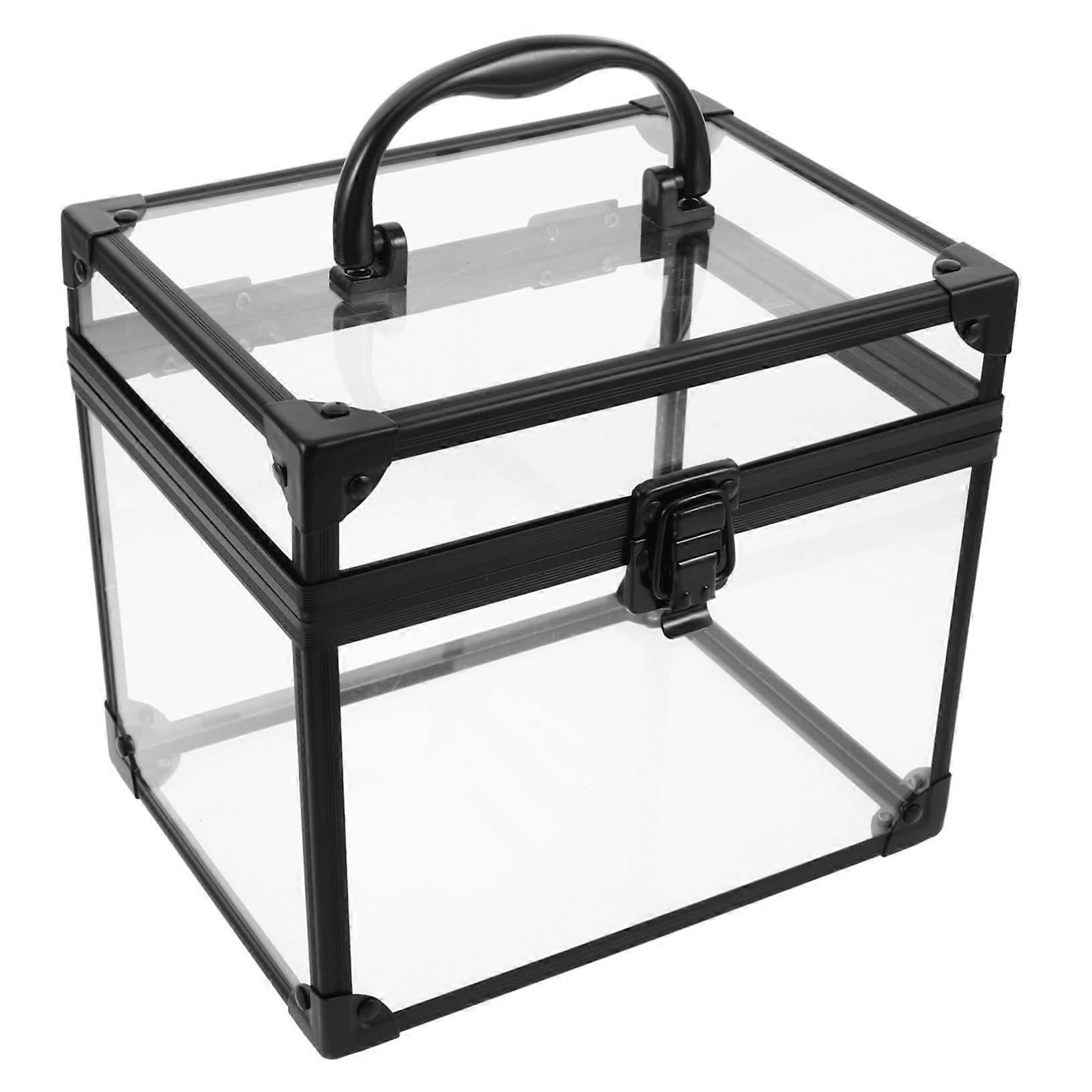 Clear Acrylic Vinyl Record Storage Box With Handle Transparent Organizer For Albums CDs DVDs Portable Home Desktop Use