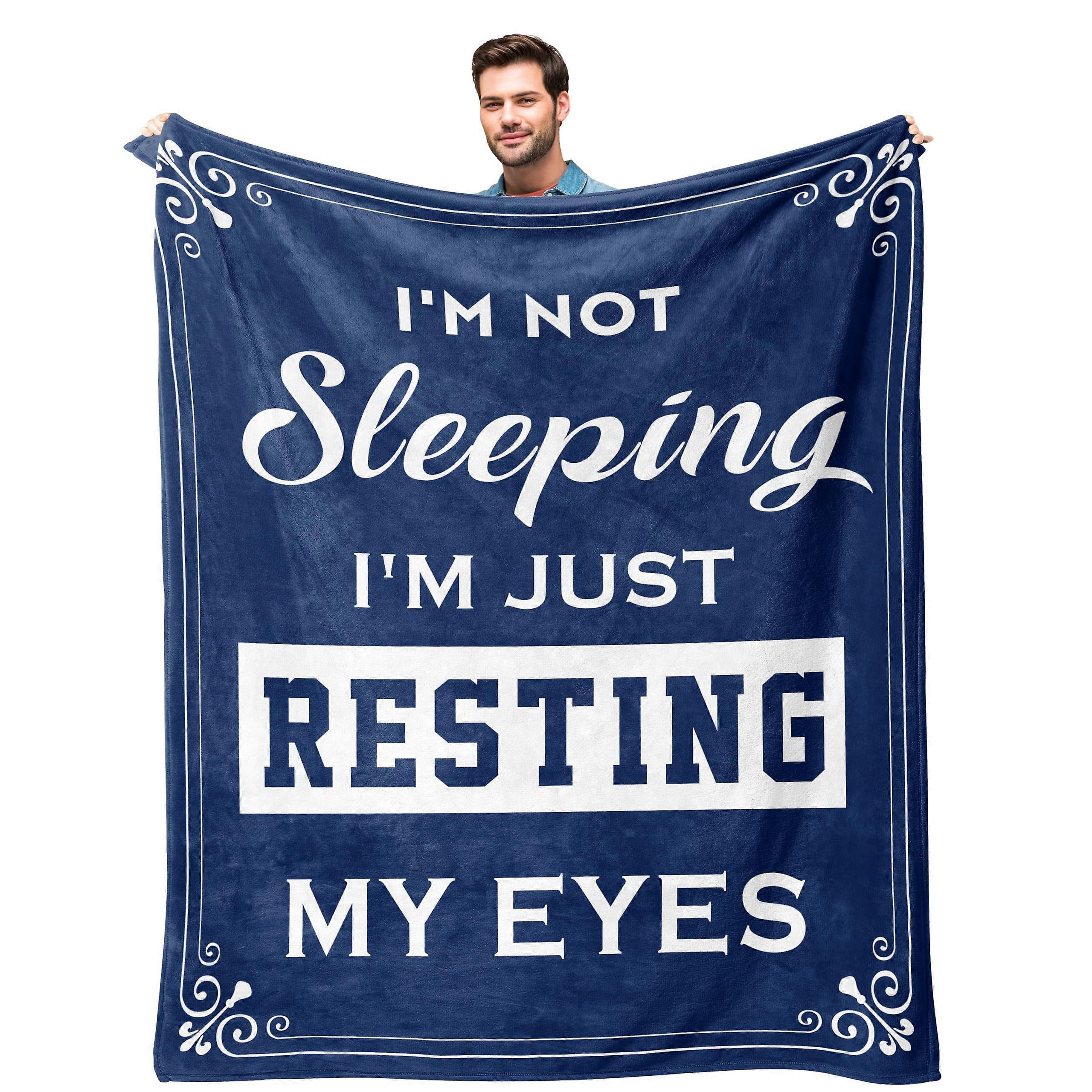 Funny Blanket for Men with Humorous Printed Design, Gift Throw for Dad Birthday, Soft 50x60 Navy