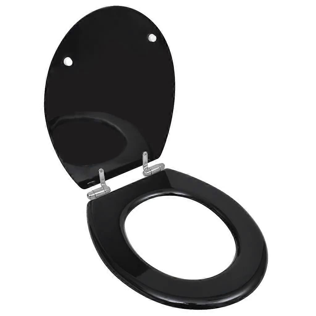 Black Soft Close Toilet Seat with Adjustable Hinges and Easy Clean Durable Design