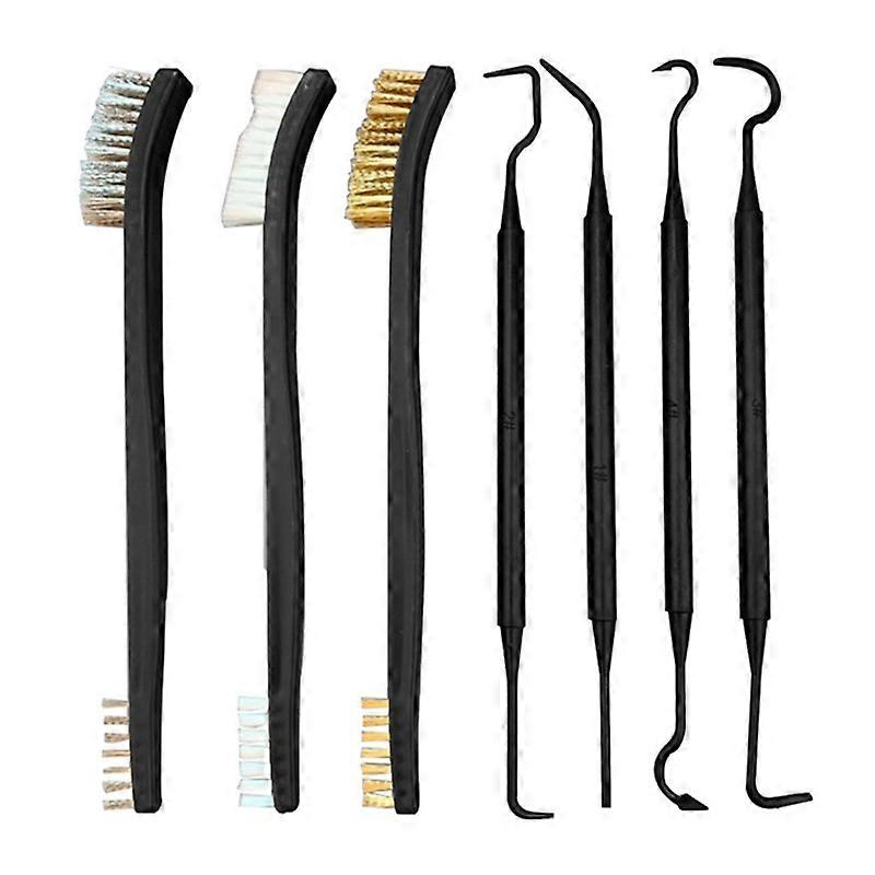 (3 brushes + 4 hooks) Spray gun pipe cleaning brush set