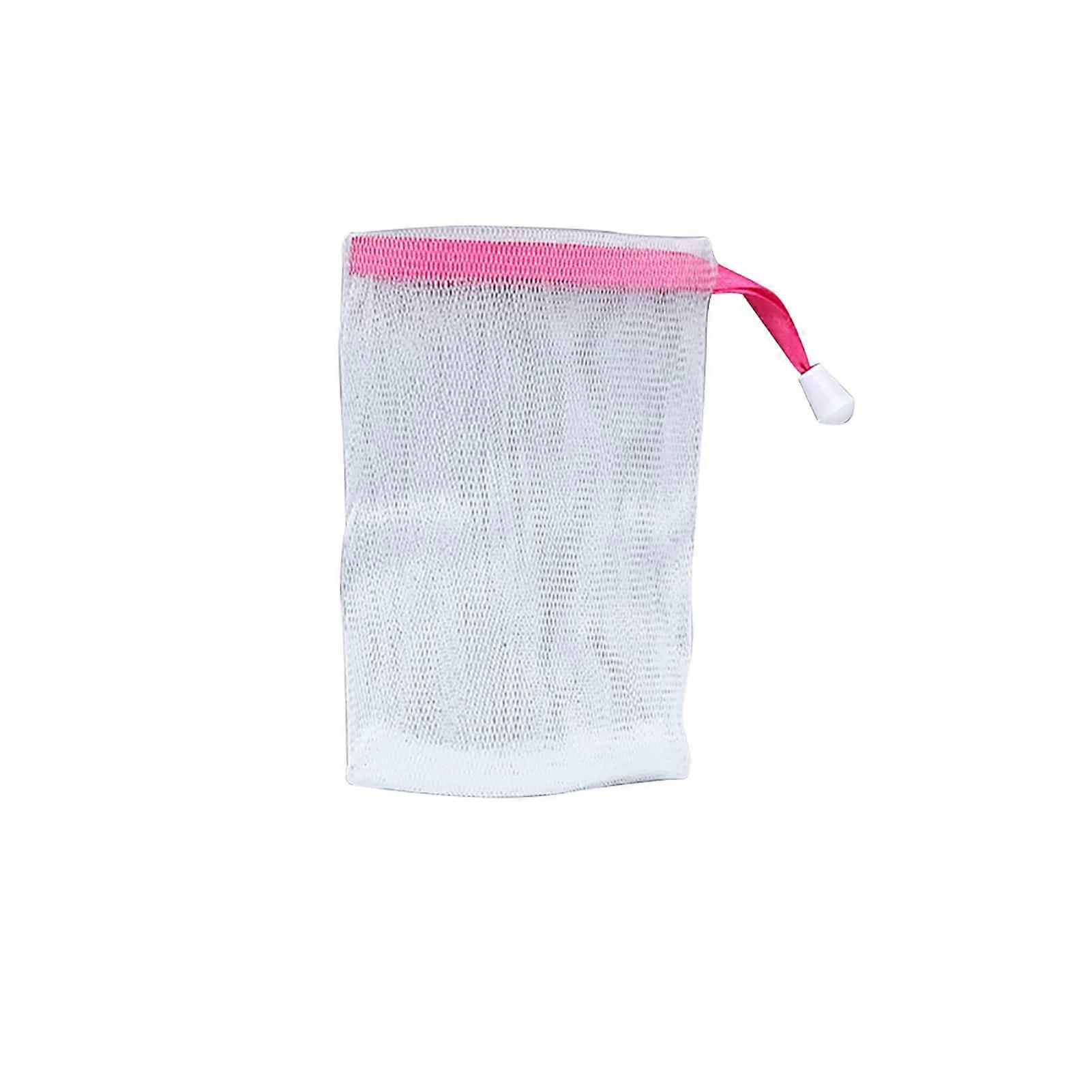 Exfoliating Soap Bag with Drawstring Closure for Rich Foam and Gentle Skin Cleaning Rose Red