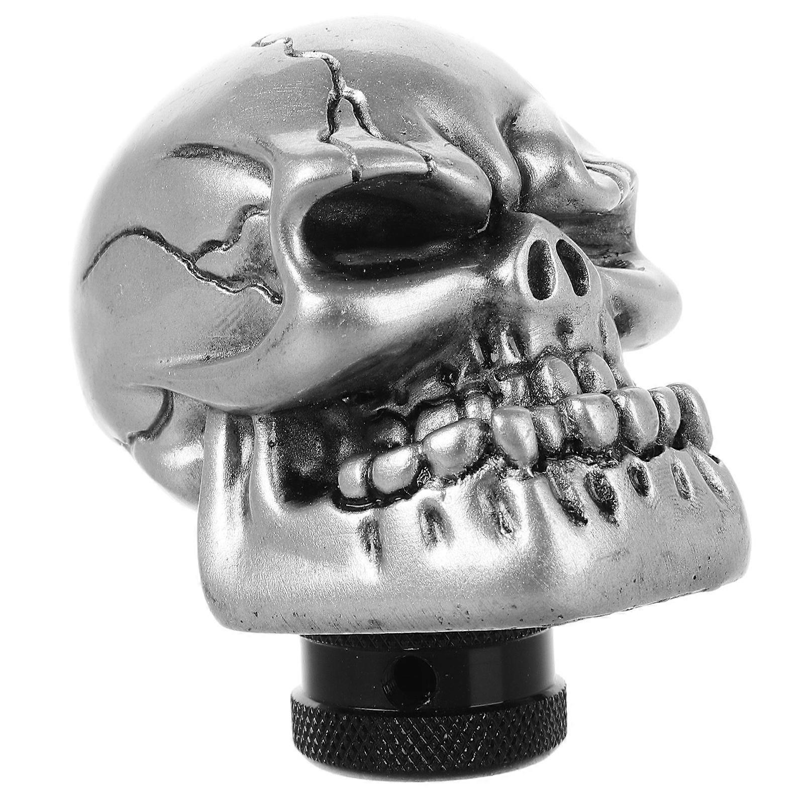 Manual Gear Shift Knob Resin Skull Style for Car Use 2Pcs Silver