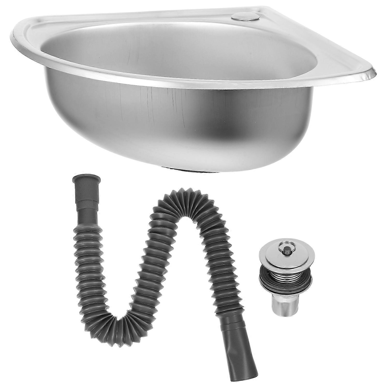 Compact Stainless Steel Sink for Washing Dishes 1Set Triangular Basin