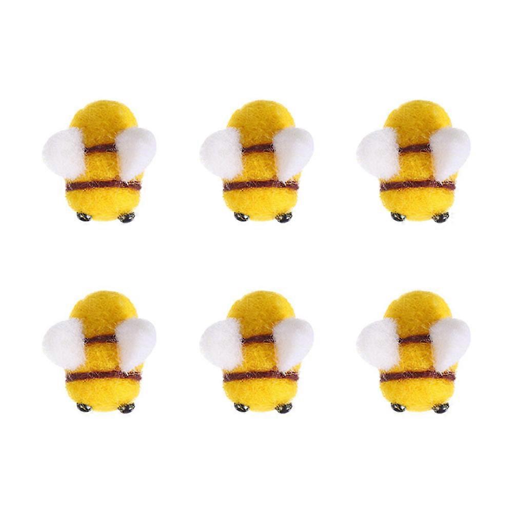 Mini Wool Felt Bee for Crafting 6Pcs DIY Assorted Color Decoration