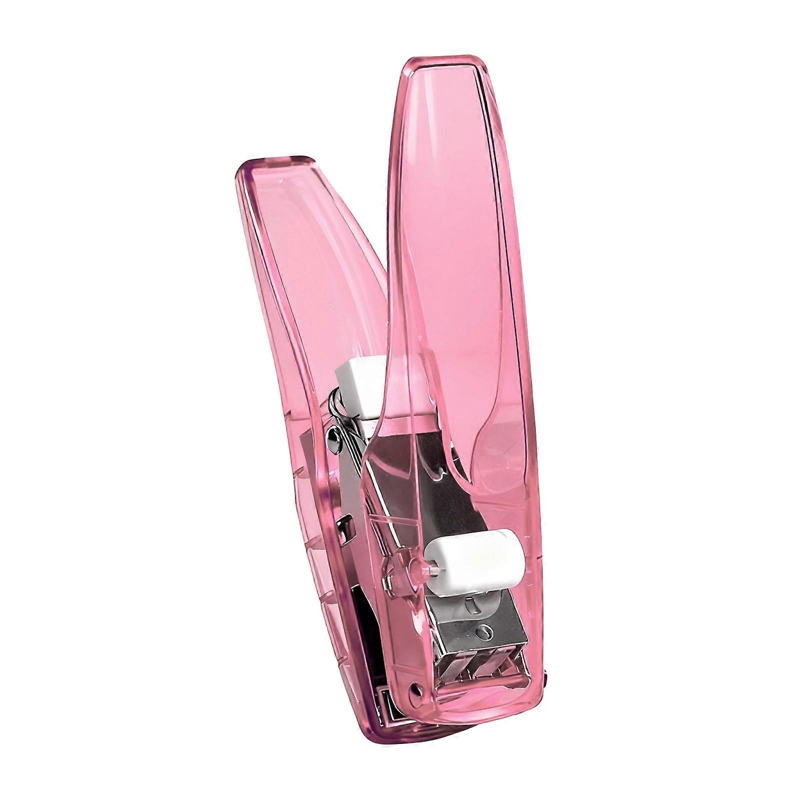 Ergonomic Grip Handheld Stapler 25 Sheets Capacity Clear Acrylic Stapler Labor-Saving High Capacity for Food Delivery  Pink