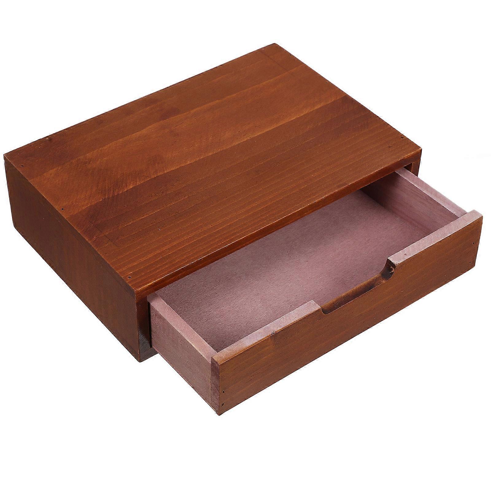 Brown Desktop Drawer Storage Box for Makeup Organizer