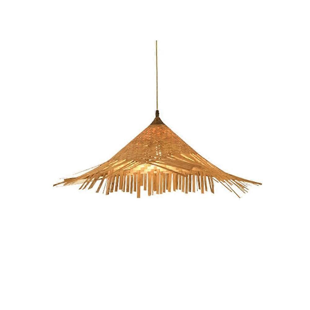 Handmade Bamboo Rattan Pendant Light Boho Coastal Ceiling Lamp with Bulb for Dining Room Kitchen