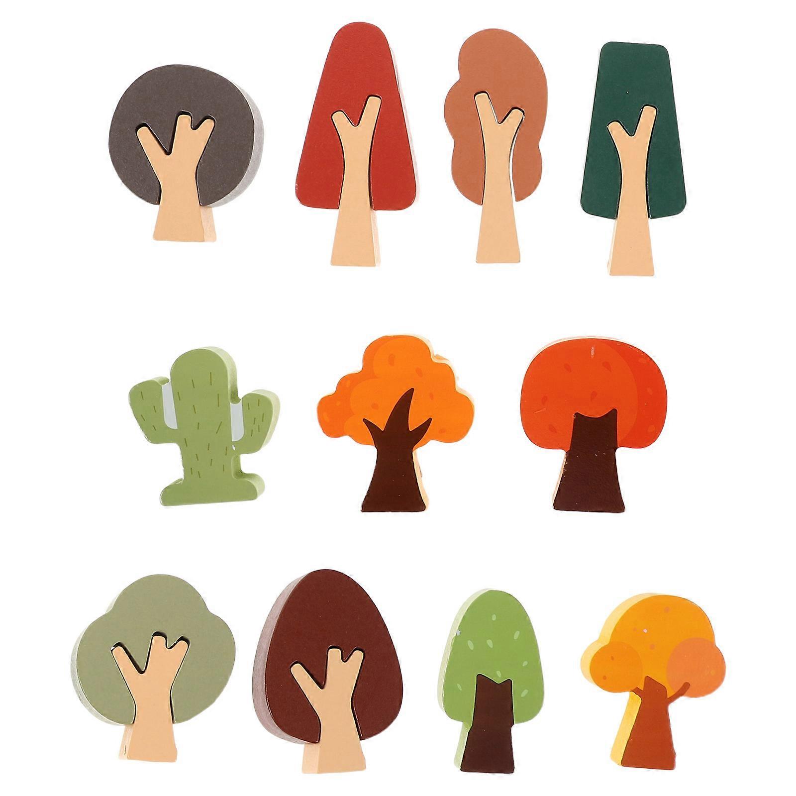 Wooden Craft Forest Trees Toy for Preschool Learning with 11Pcs Model Trees