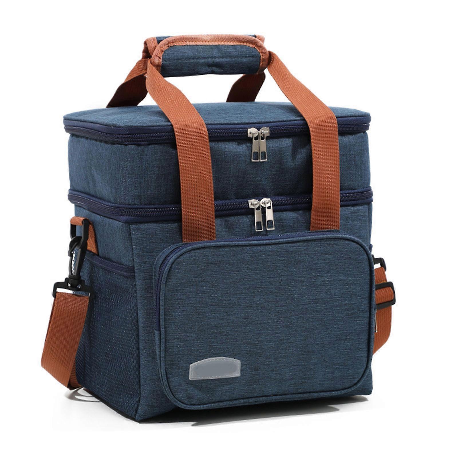 Adjustable Strap Oversized Cup Holders Thermal Bag Leak Proof Expandable Lunch Storage Container Cup Holders  navy blue