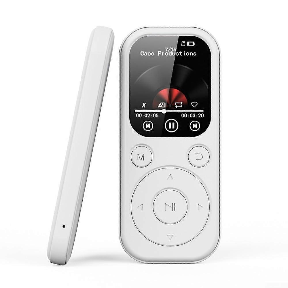 Music Player 1.8Inch Touch Screen MP3 Player, TypeC BV5.4, FM Radio, 16GB White, Expandable to 128GB, MultiLanguage