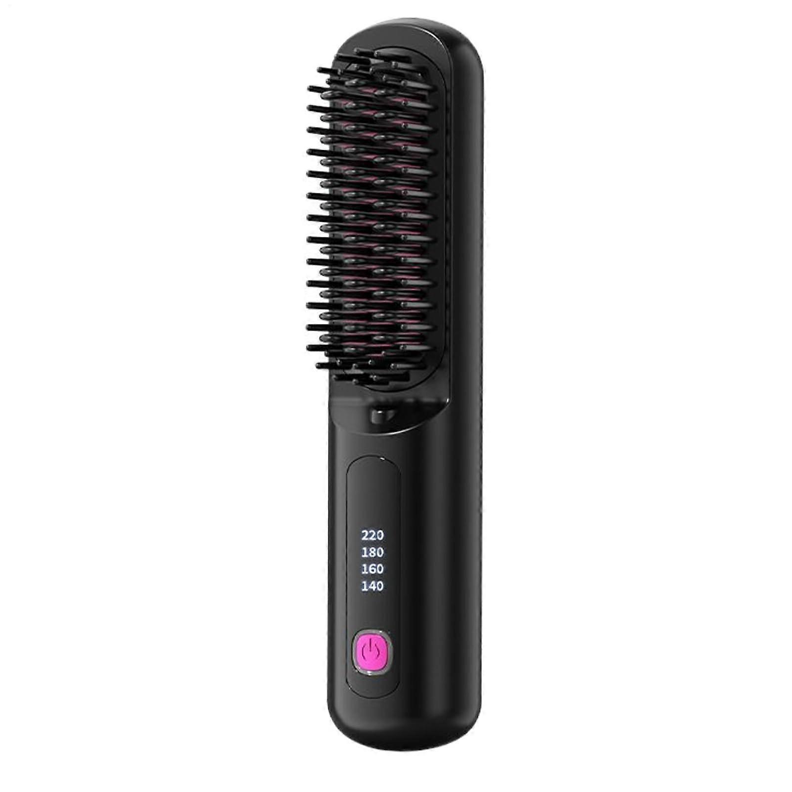 Cordless Hair Straightener Brush with Fast Heating, 2 in 1 Styling, Adjustable Heat for Travel