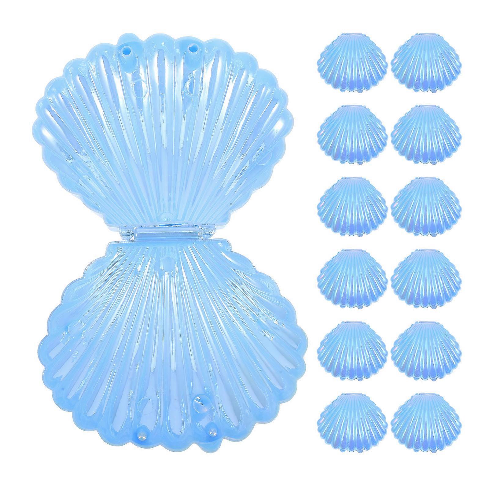Seashell Boxes for Wedding Use with 24Pcs Blue Plastic Containers