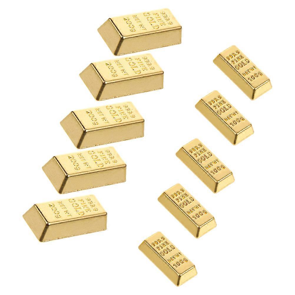 Miniature Gold Bricks Simulation for Home Decor 10Pcs Golden Brick Model