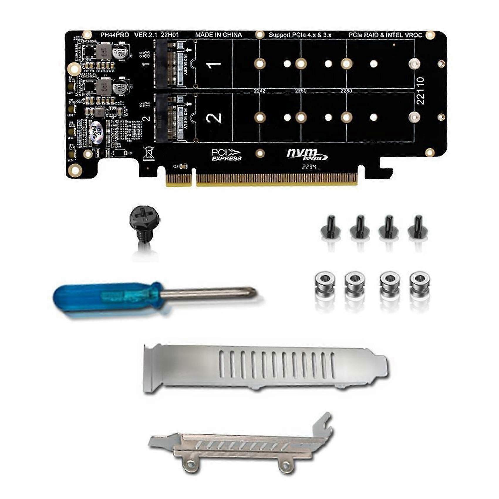 PCIE X16 to M.2 M-Key NVMEx4 SSD 2U Server Riser Card Double-Sided