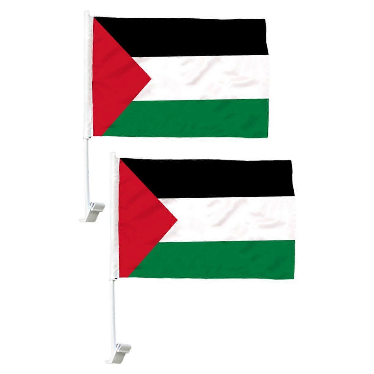 Palestine Car Window Flag Set, FadeResistant Polyester, Easy Mount, Reusable Parade Decoration