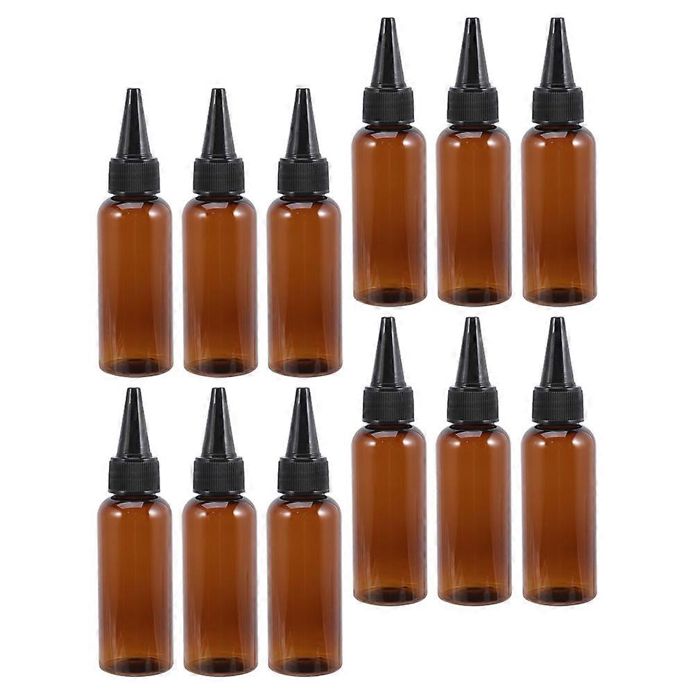 Hair Dye Bottles Applicator Bottle for Storage 12Pcs Brown Refillable Containers
