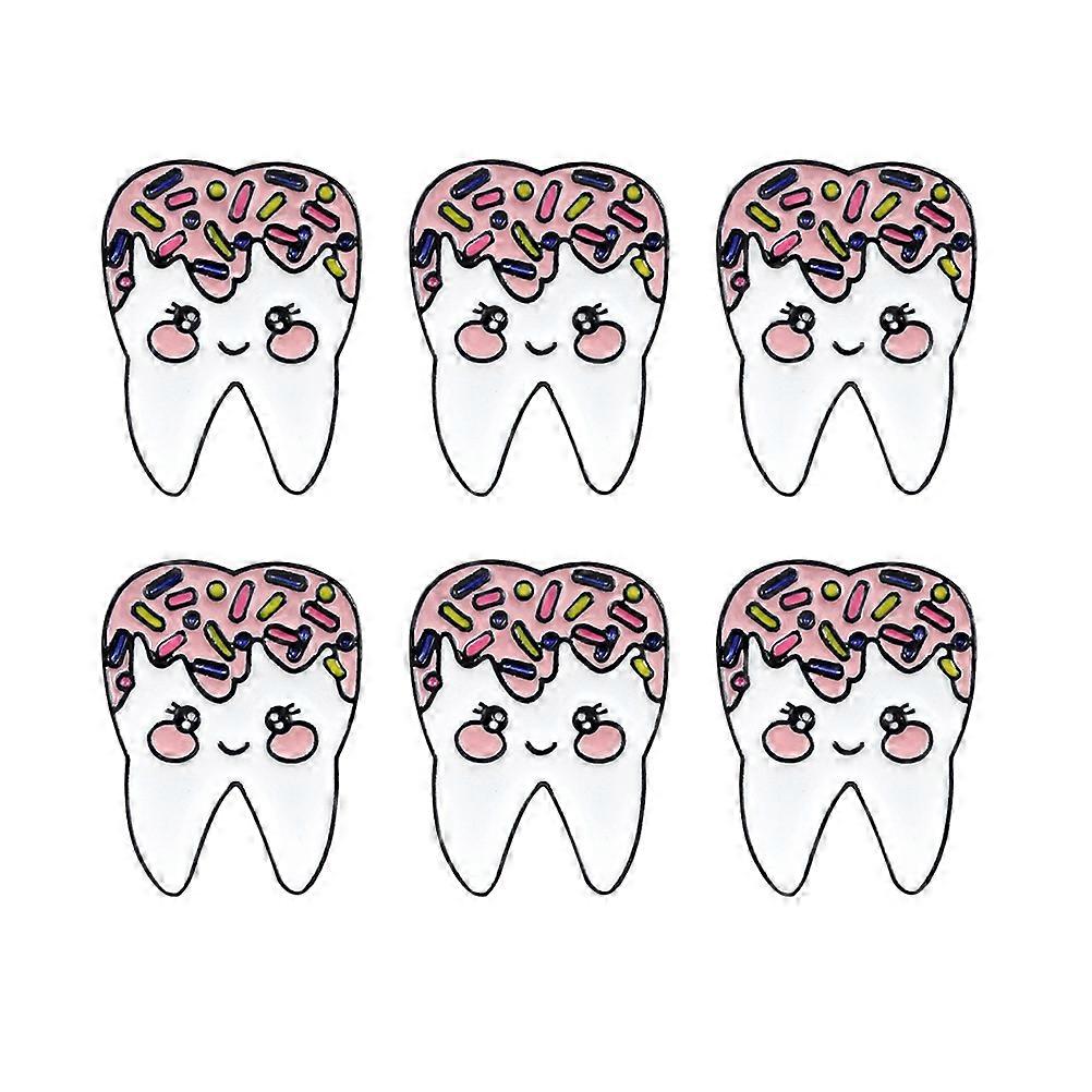 Teeth Shaped Brooch for Decoration Creative Alloy Accessories 6Pcs
