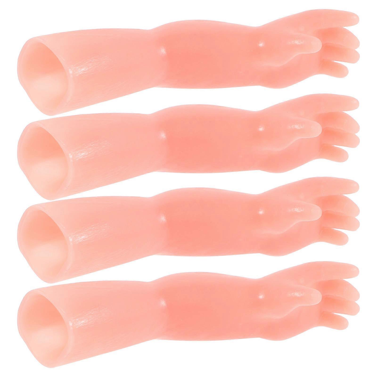 Halloween Fake Hand props for Trick in Khaki Rubber Material Looks Real and Durable 5PCS