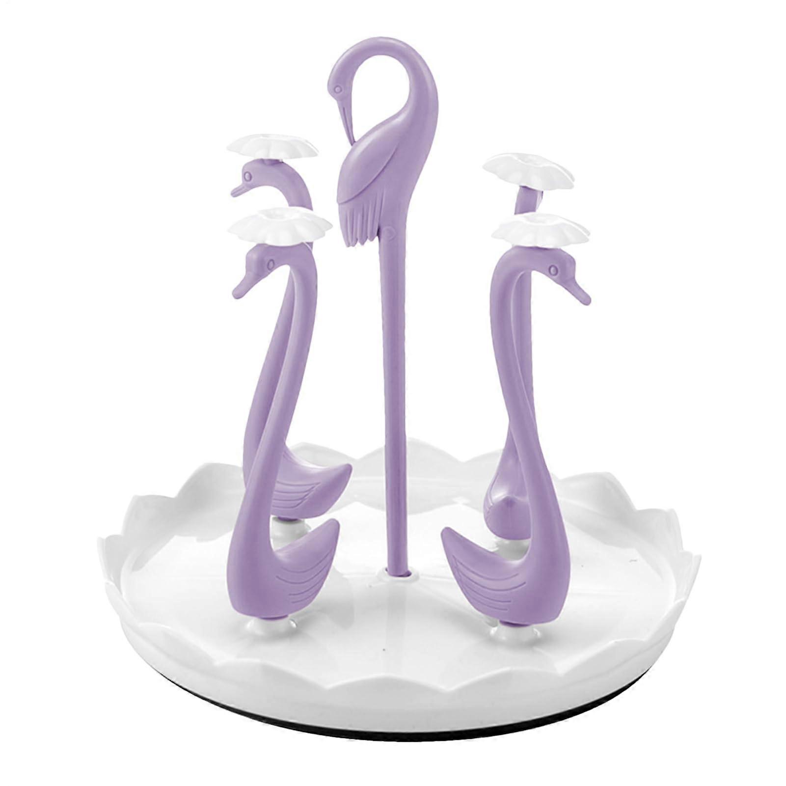 Swan Shape Bottle Drying Rack for Counter and Over Sink, Elegant 4 Cup SpaceSaving Kitchen Stand