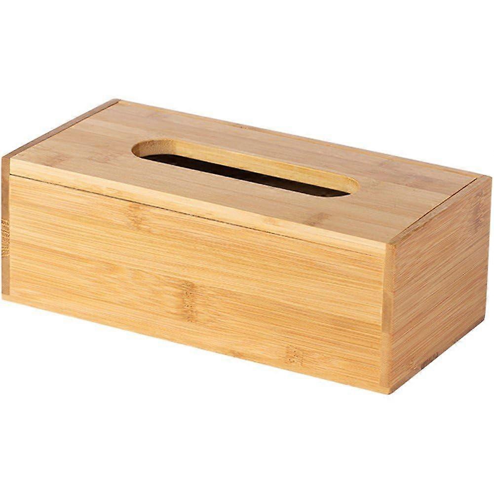 Bamboo Tissue Box Cover Rectangular Wooden Holder with Elegant Design and Easy Bottom Refill