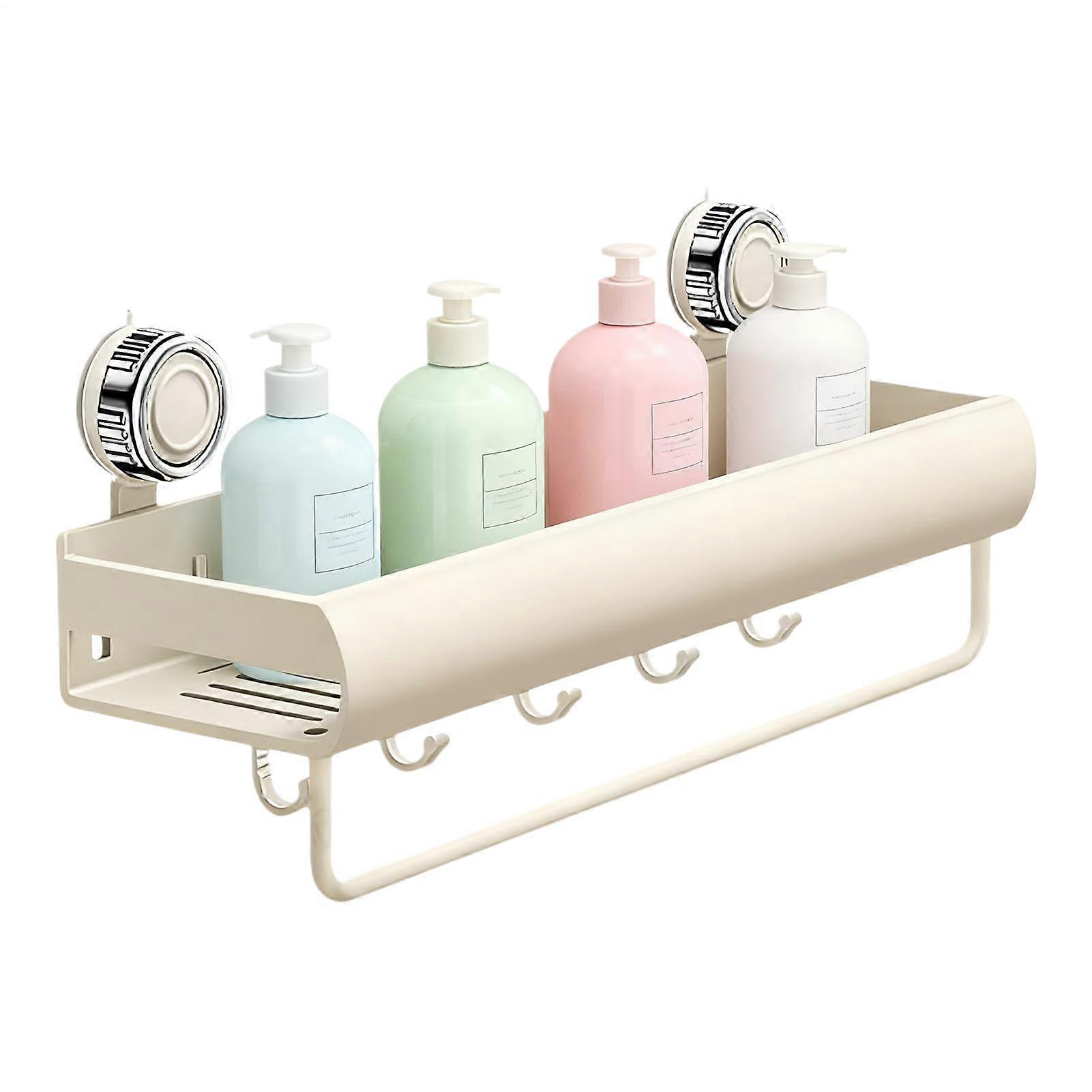 Rustproof Shower Caddy with Suction Cups and Towel Bar Hooks for Tile Walls Bathroom Storage