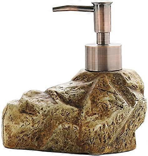 Ceramic Soap Dispenser Retro Stone Shape LeakProof Pump for Kitchen Sink or Bathroom