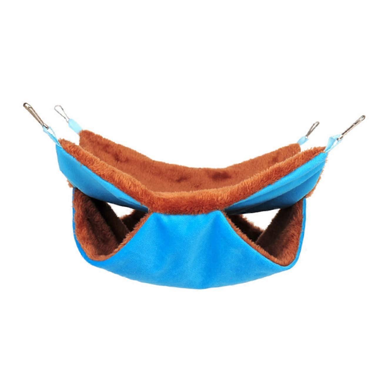 Small Animal Hammock with Warm DoubleLayer Design for Sugar Glider and Squirrel Cage (Blue S)