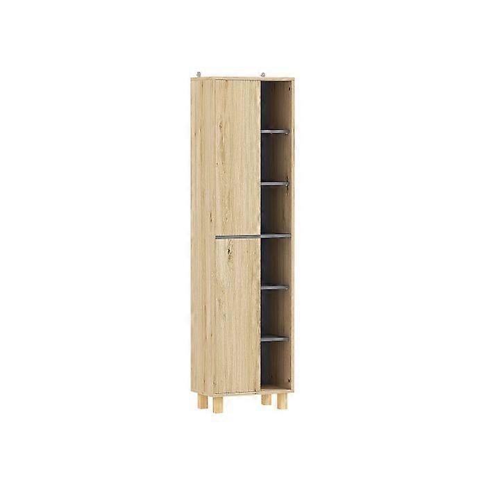 HOMCOM Multi-Storage Slim Bathroom Cabinet - Wood-Effect