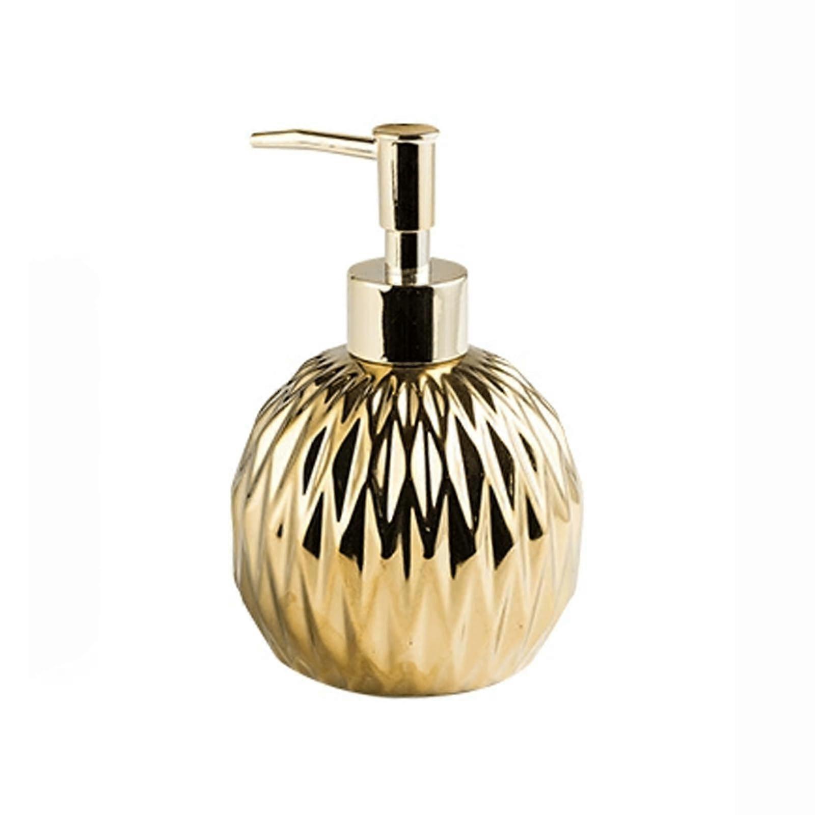 Ceramic Soap Dispenser Set 400ml Refillable with Leak Pump for Bathroom and Kitchen Gold Silver