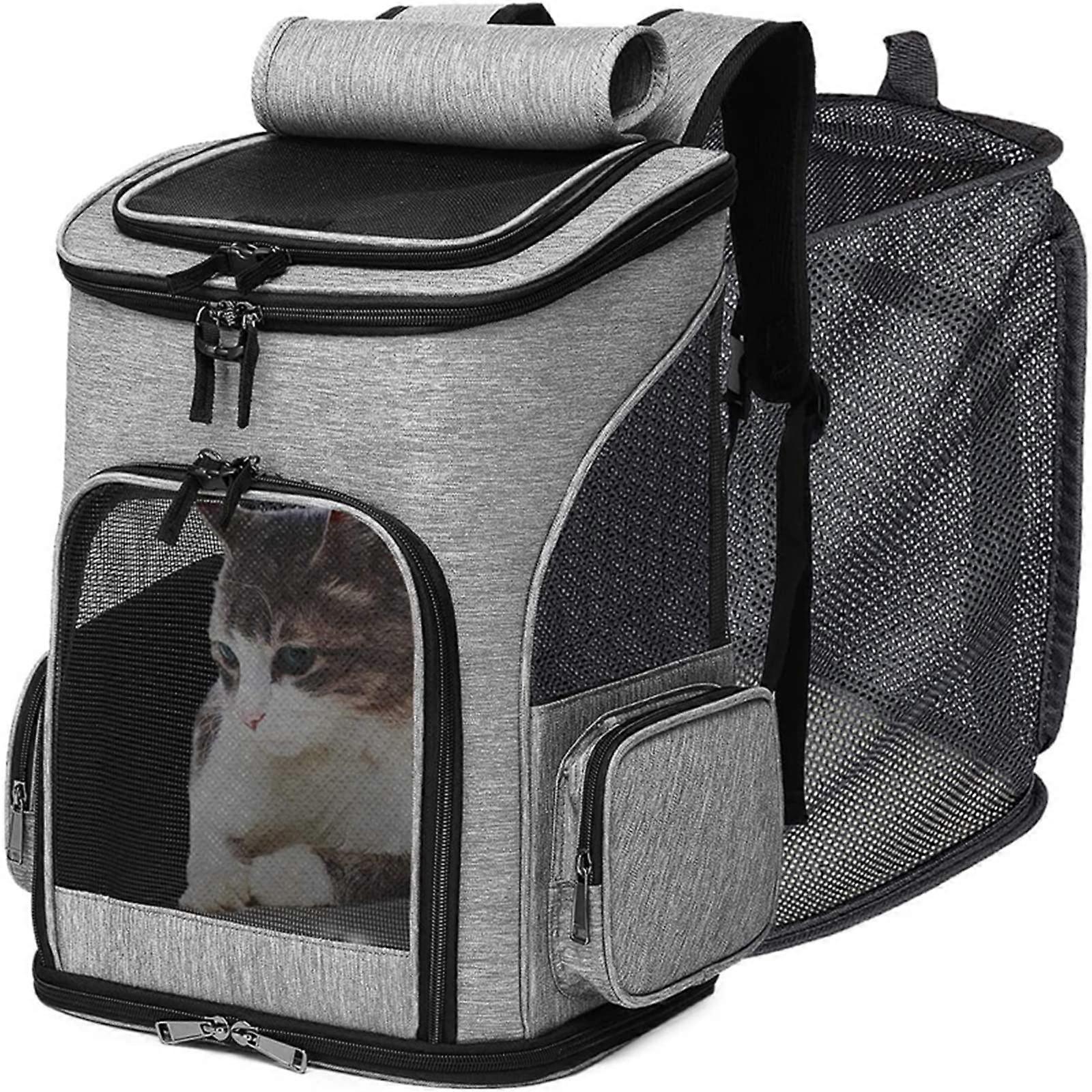 Pet Carrier Backpack for Small Dogs and Cats with Expandable Mesh Windows and Multiple Side Pockets