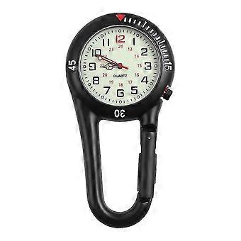 Hemobllo 1PC Clip on Light Alloy Unisex Backpack Buckle Belt Watch with Black Case White Dial Suitab