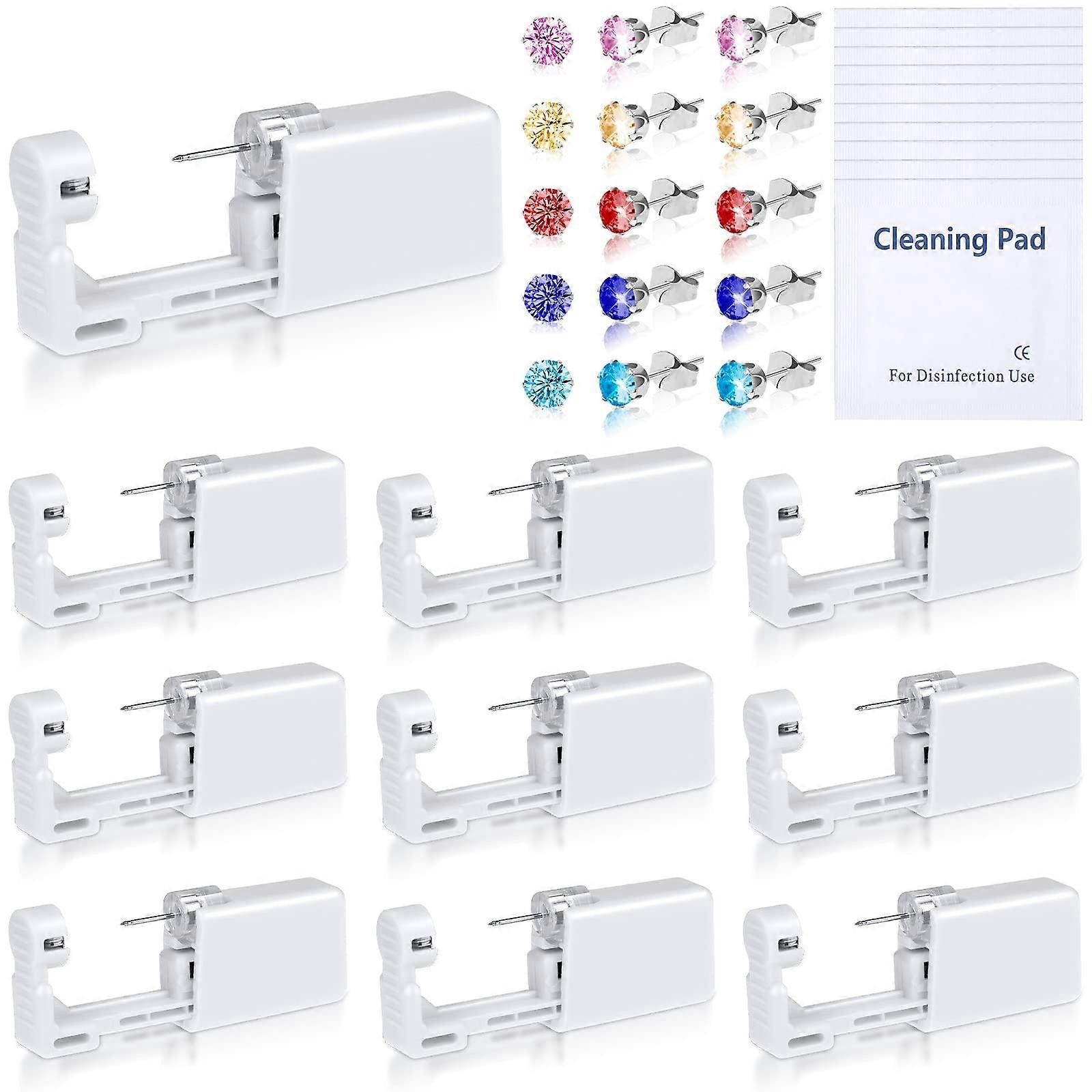 10 Pack Ear Piercing Kit, Disposable Ear Piercing Gun with Hypoallergenic Studs and Precise Spring Trigger for Home and Professional Use