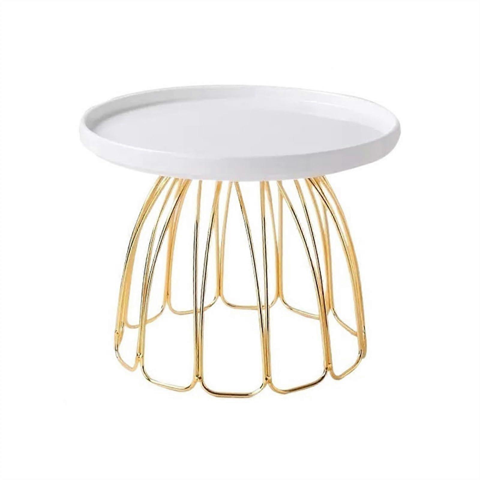 Large White Ceramic Cake Stand with Durable Iron Frame, Tiered Dessert Display for Parties