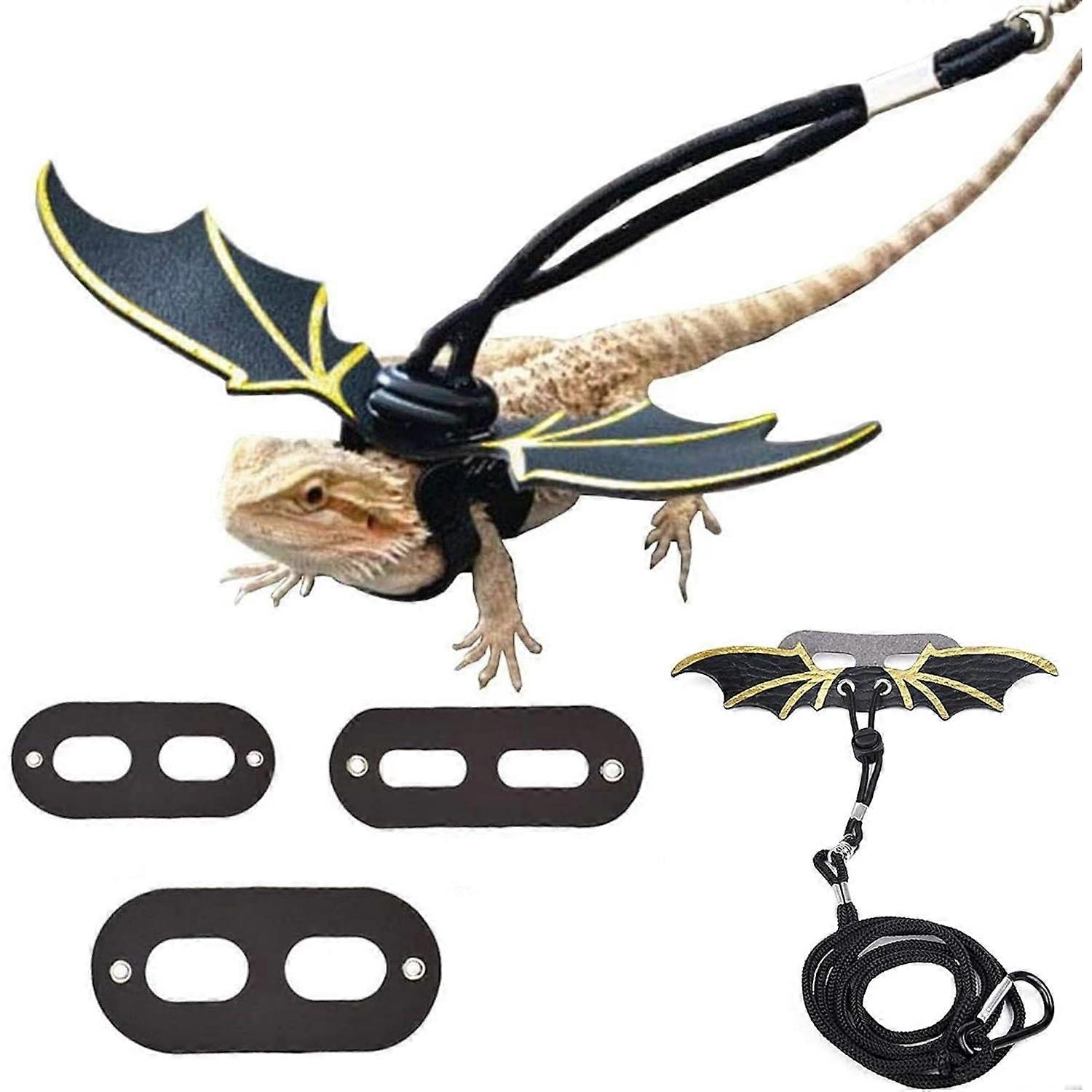 Adjustable Bearded Dragon Harness and Leash with Bat Wings