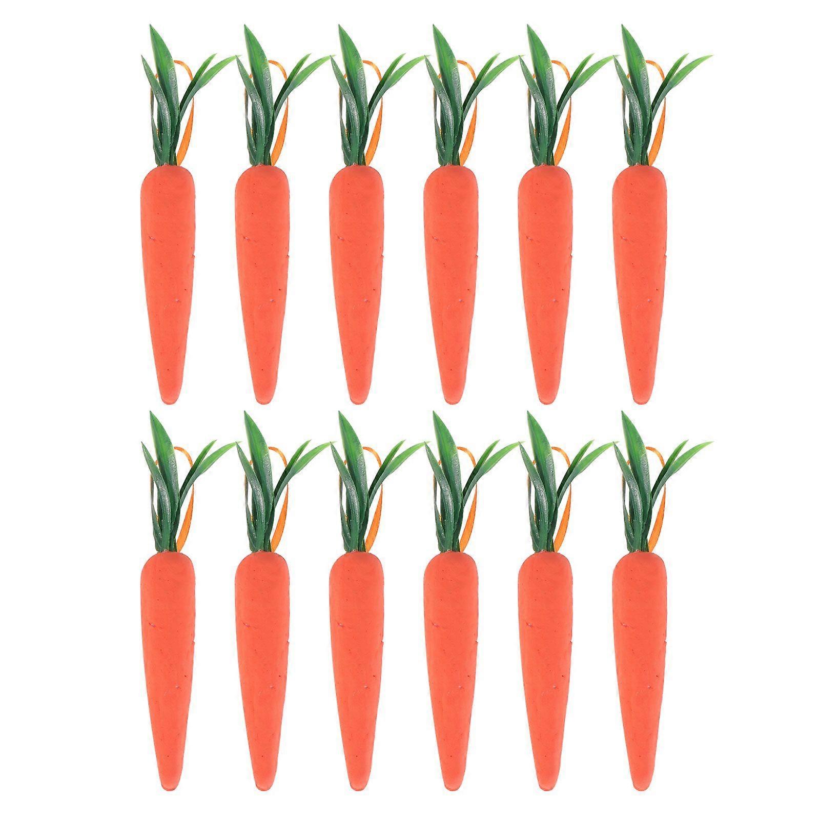 12Pcs Easter Carrot Decors Simulation Mini Carrots Creative Festival Pendants