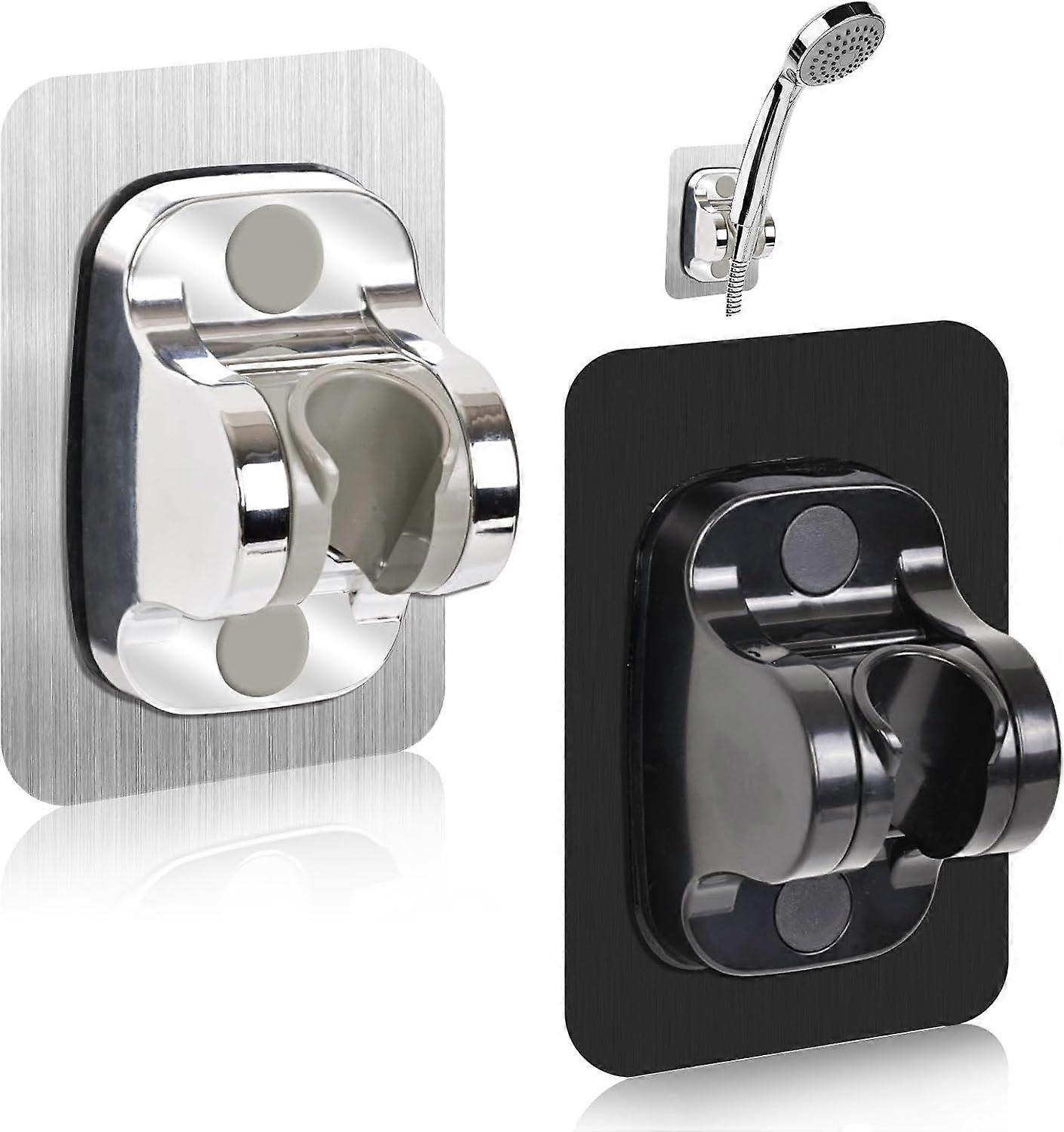 2PC Strong Adhesive Shower Head Holder - Adjustable No Drilling Wall Mount for
