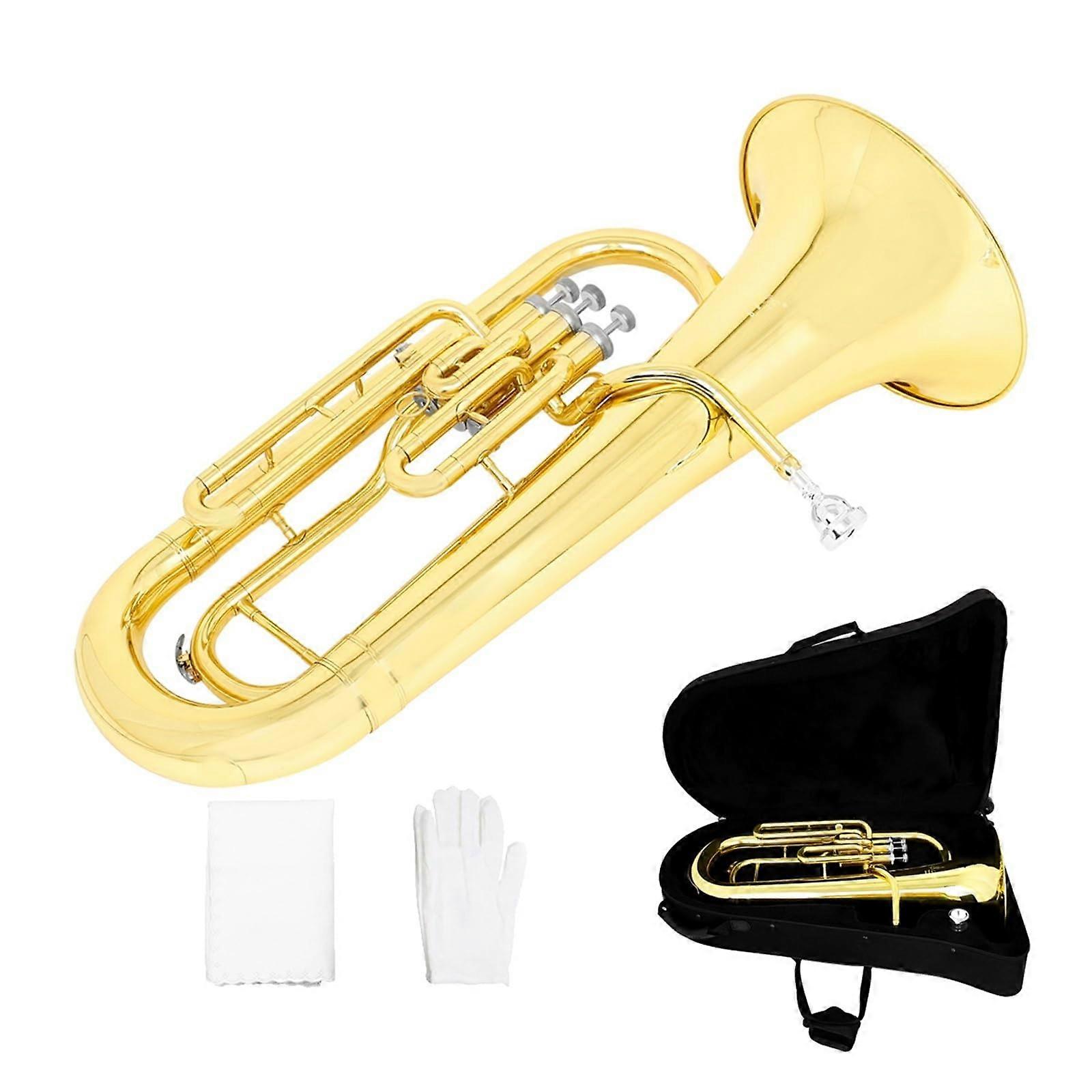 Professional Bb Marching Euphonium 3Valve Brass Instrument for Beginners with Rich Tone
