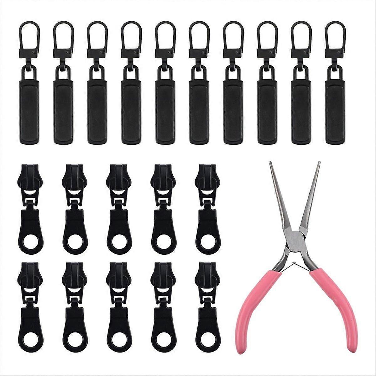 Zipper Repair Kit, Zipper Slider & Zipper Pulls & Install Pliers Tool